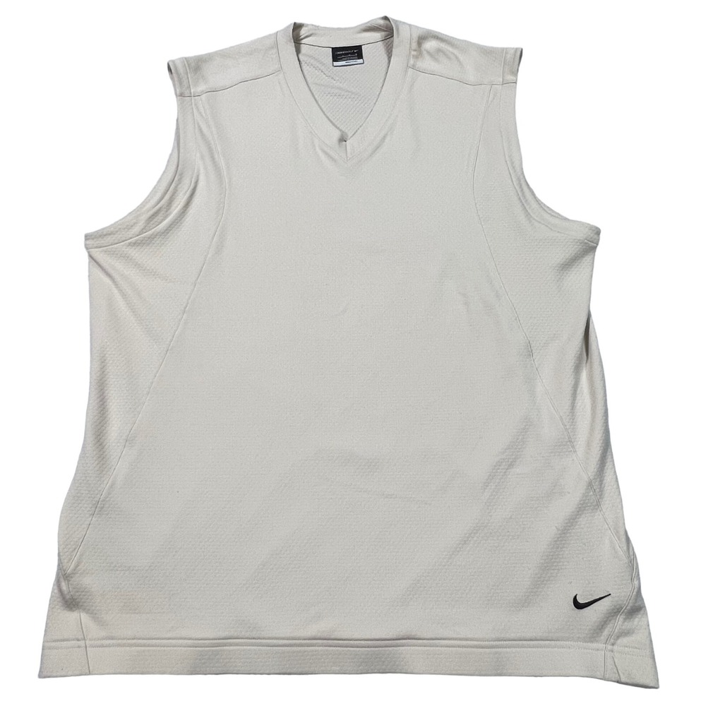 Nike Golf Vest Mens Large Tan Beige FitDry Pullover V Neck Sleeveless